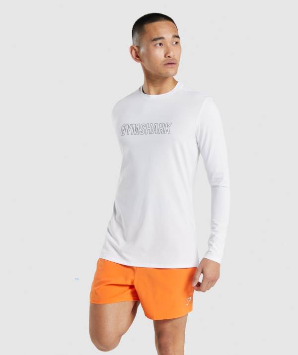 Panske Mikiny Gymshark Arrival Graphic Long Sleeve Biele | UZ6019347